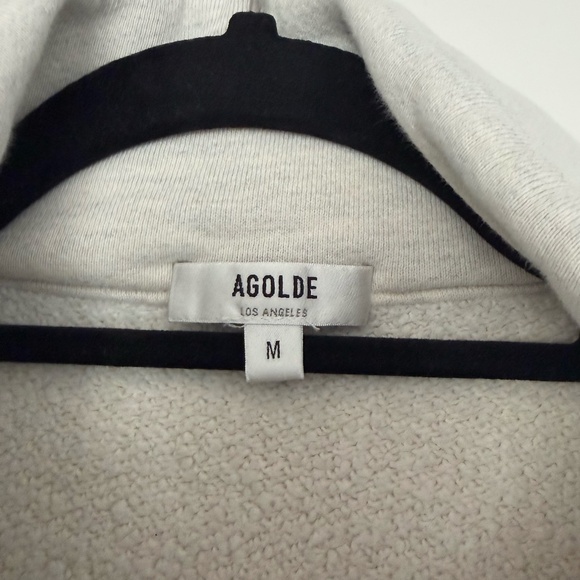 AGOLDE Funnel Neck Snap Front Pullover (M) | Cream Fleece - Picture 2 of 6
